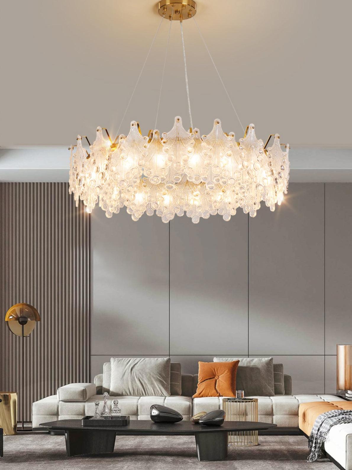 Elegant Crystal Vilary Chandelier with Adjustable Height & LED Lights