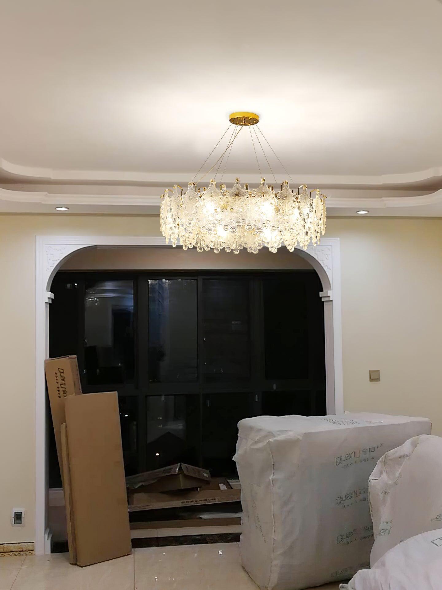 Elegant Crystal Vilary Chandelier with Adjustable Height & LED Lights