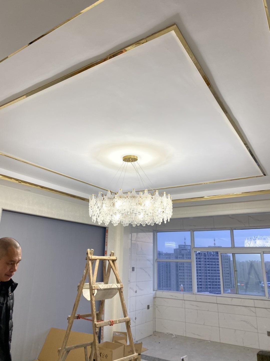 Elegant Crystal Vilary Chandelier with Adjustable Height & LED Lights