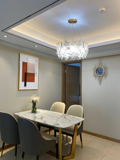 Elegant Crystal Vilary Chandelier with Adjustable Height & LED Lights