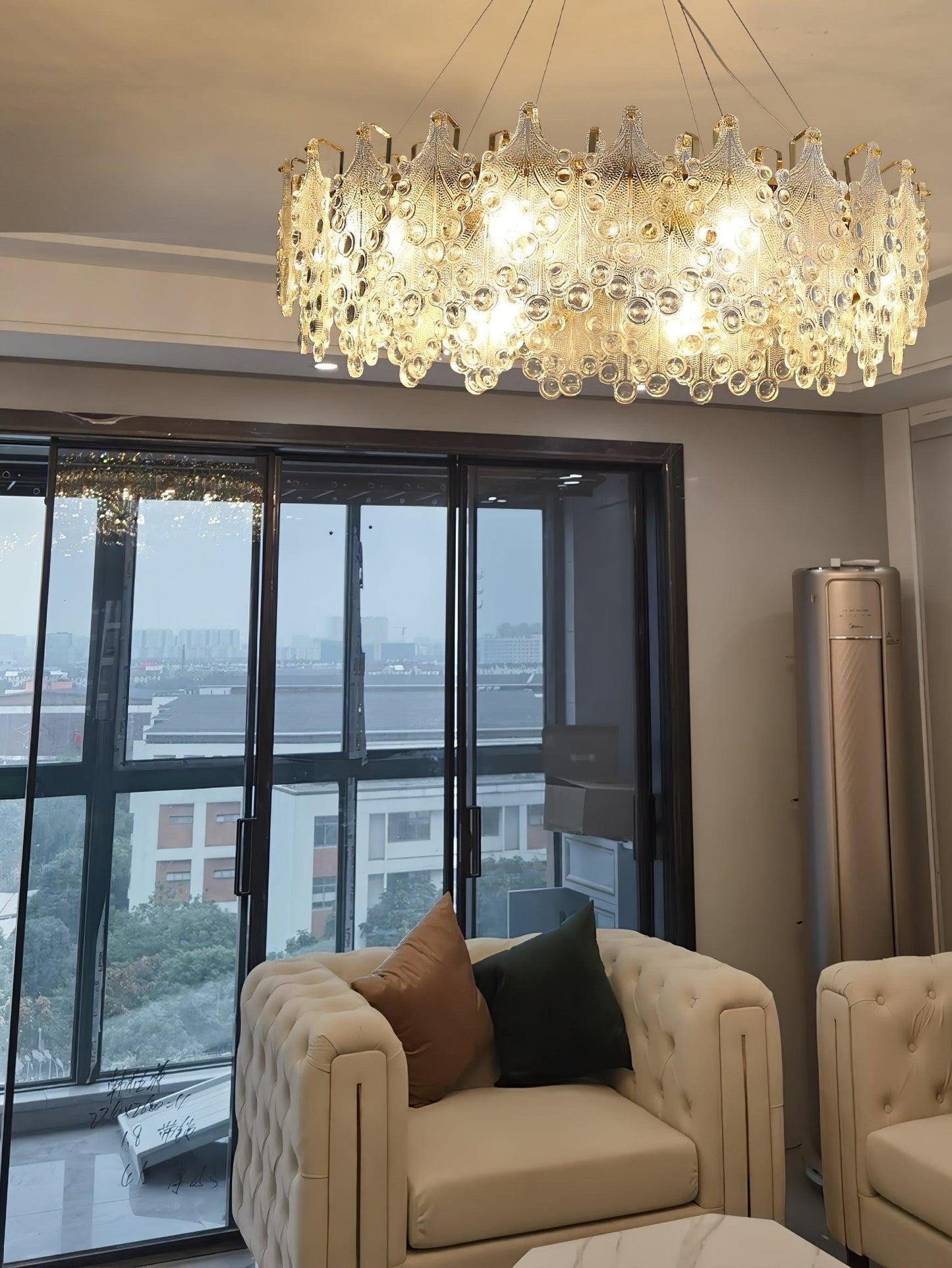 Elegant Crystal Vilary Chandelier with Adjustable Height & LED Lights