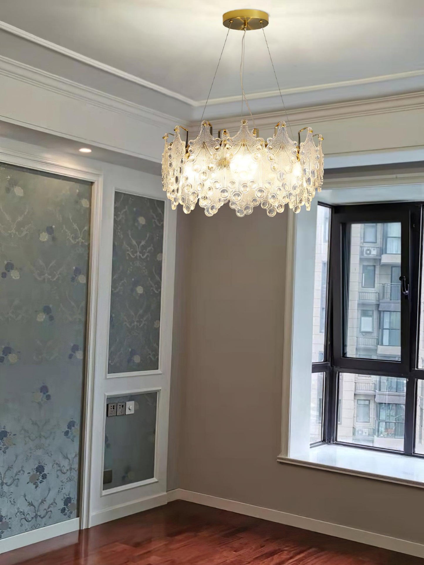 Elegant Crystal Vilary Chandelier with Adjustable Height & LED Lights