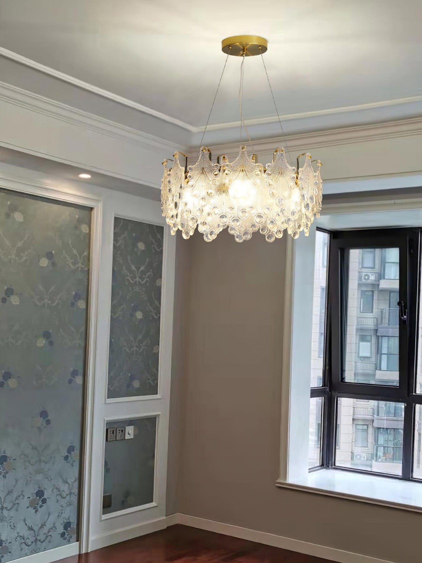 Elegant Crystal Vilary Chandelier with Adjustable Height & LED Lights