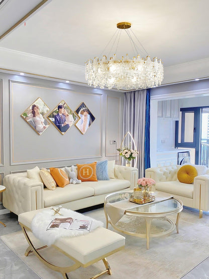 Elegant Crystal Vilary Chandelier with Adjustable Height & LED Lights