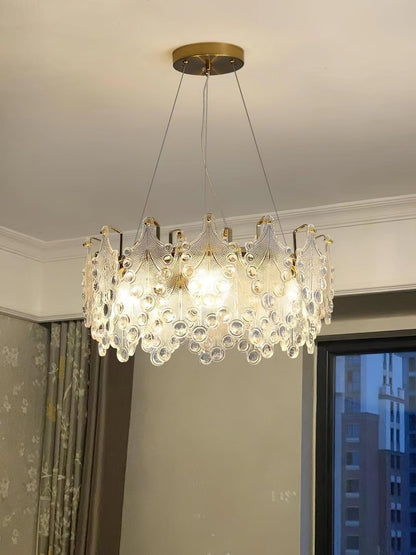 Elegant Crystal Vilary Chandelier with Adjustable Height & LED Lights