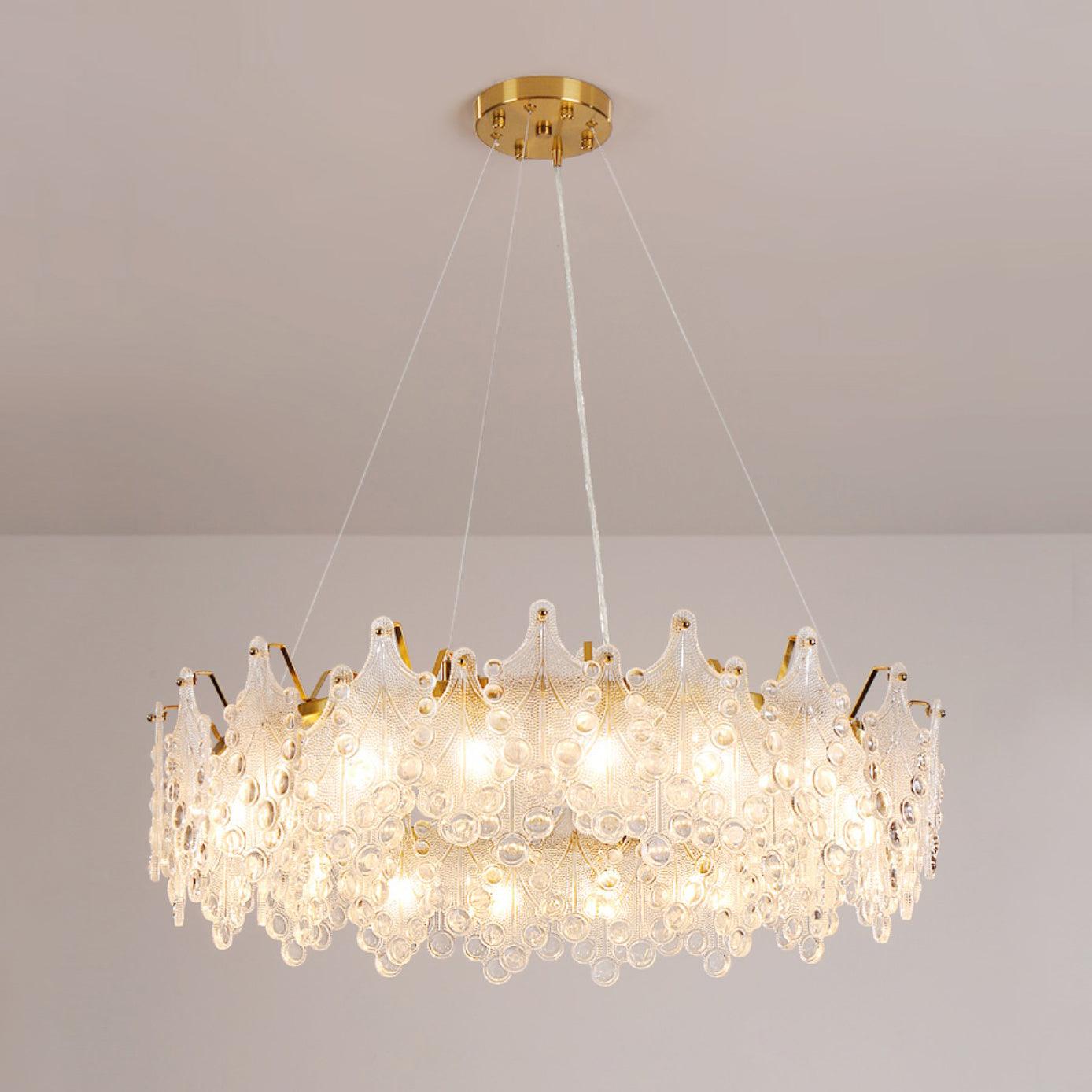 Elegant Crystal Vilary Chandelier with Adjustable Height & LED Lights