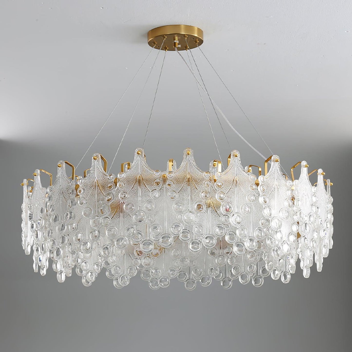 Elegant Crystal Vilary Chandelier with Adjustable Height & LED Lights
