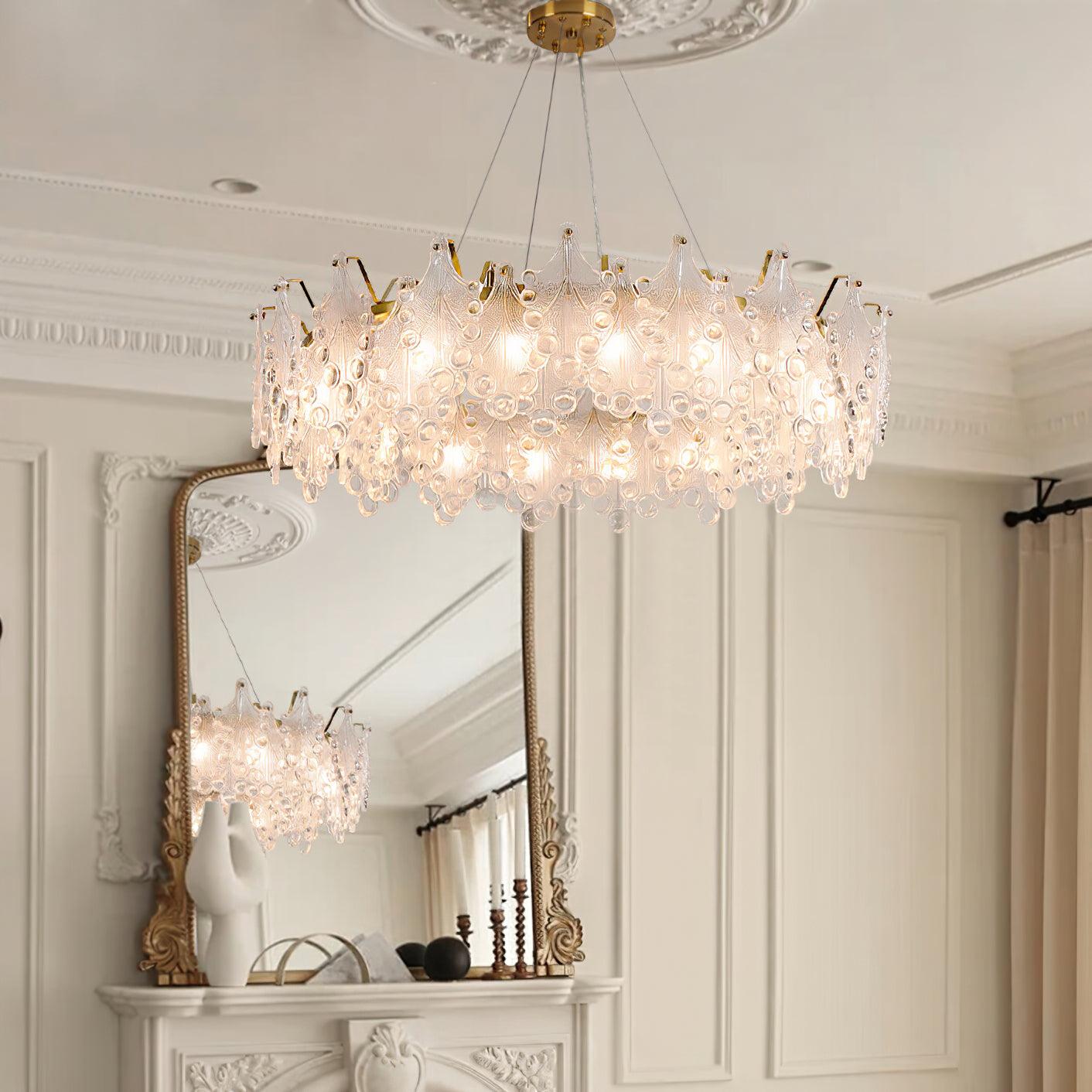 Elegant Crystal Vilary Chandelier with Adjustable Height & LED Lights
