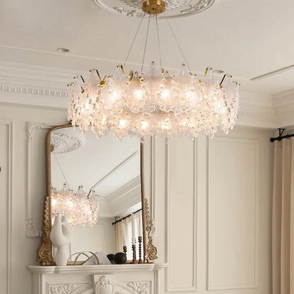Elegant Crystal Vilary Chandelier with Adjustable Height & LED Lights