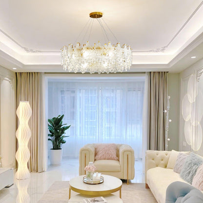 Elegant Crystal Vilary Chandelier with Adjustable Height & LED Lights
