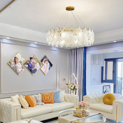 Elegant Crystal Vilary Chandelier with Adjustable Height & LED Lights