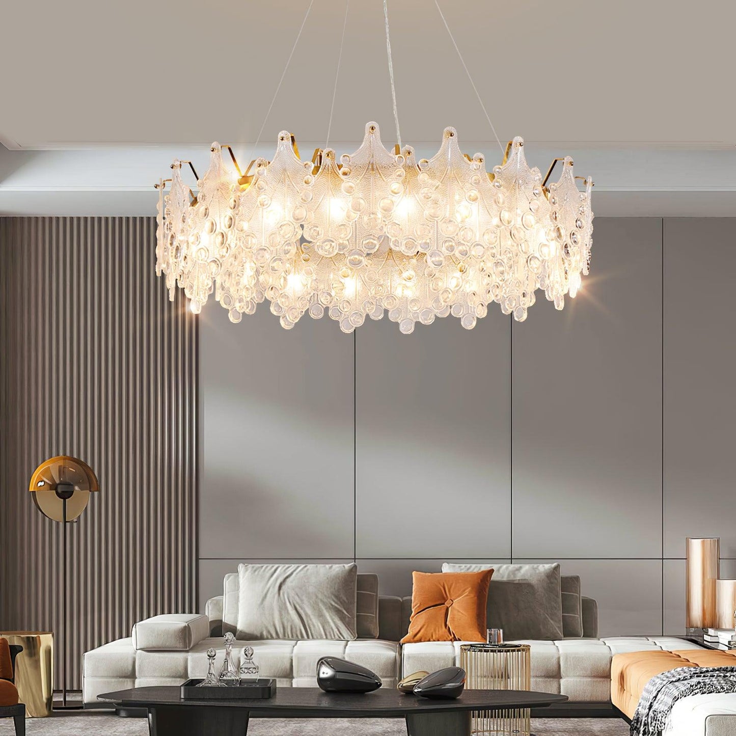 Elegant Crystal Vilary Chandelier with Adjustable Height & LED Lights