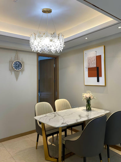 Elegant Crystal Vilary Chandelier with Adjustable Height & LED Lights