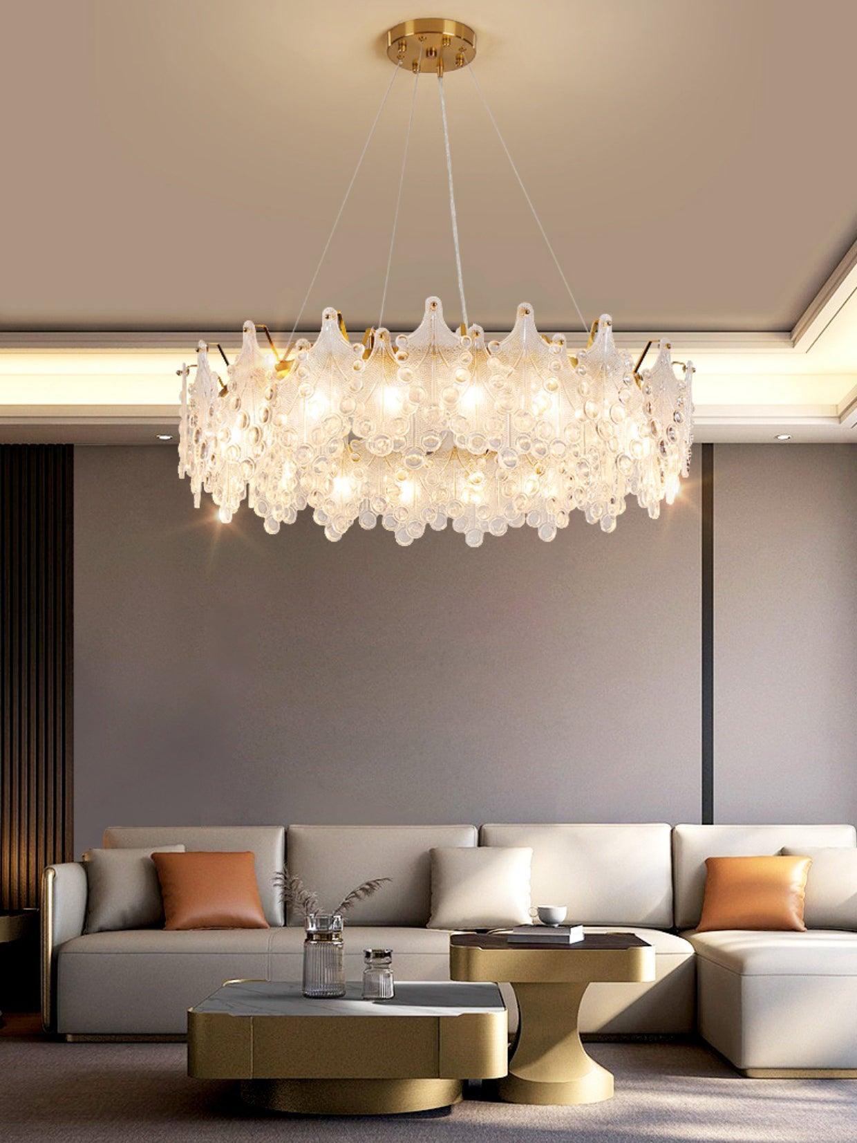 Elegant Crystal Vilary Chandelier with Adjustable Height & LED Lights