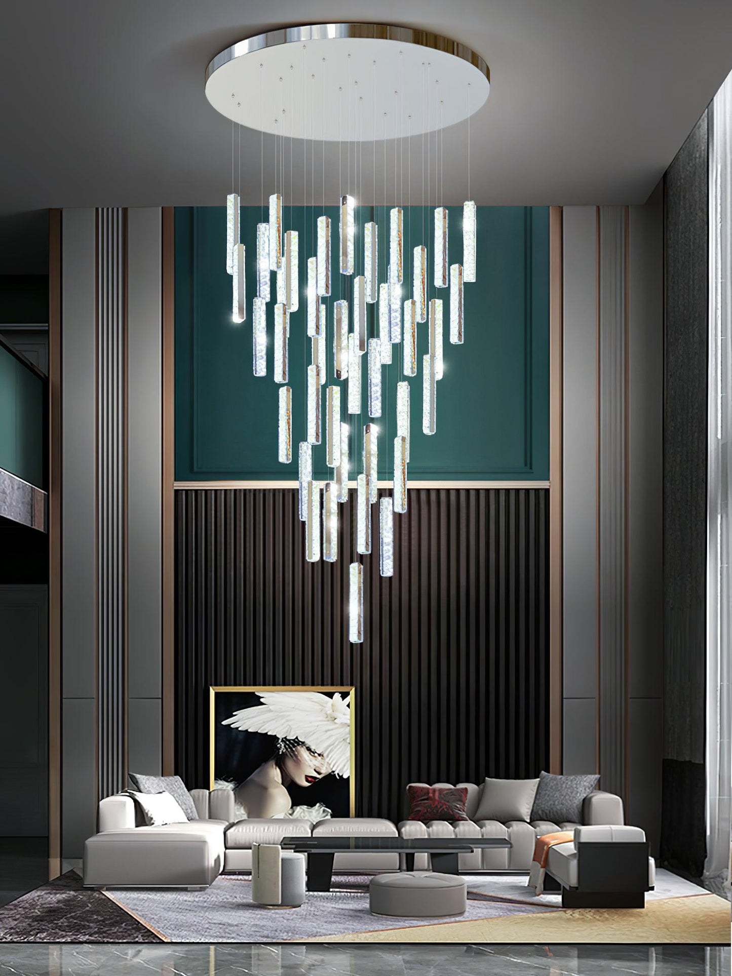 Villa Forci Chandelier - Elegant Crystal Design with Adjustable Height