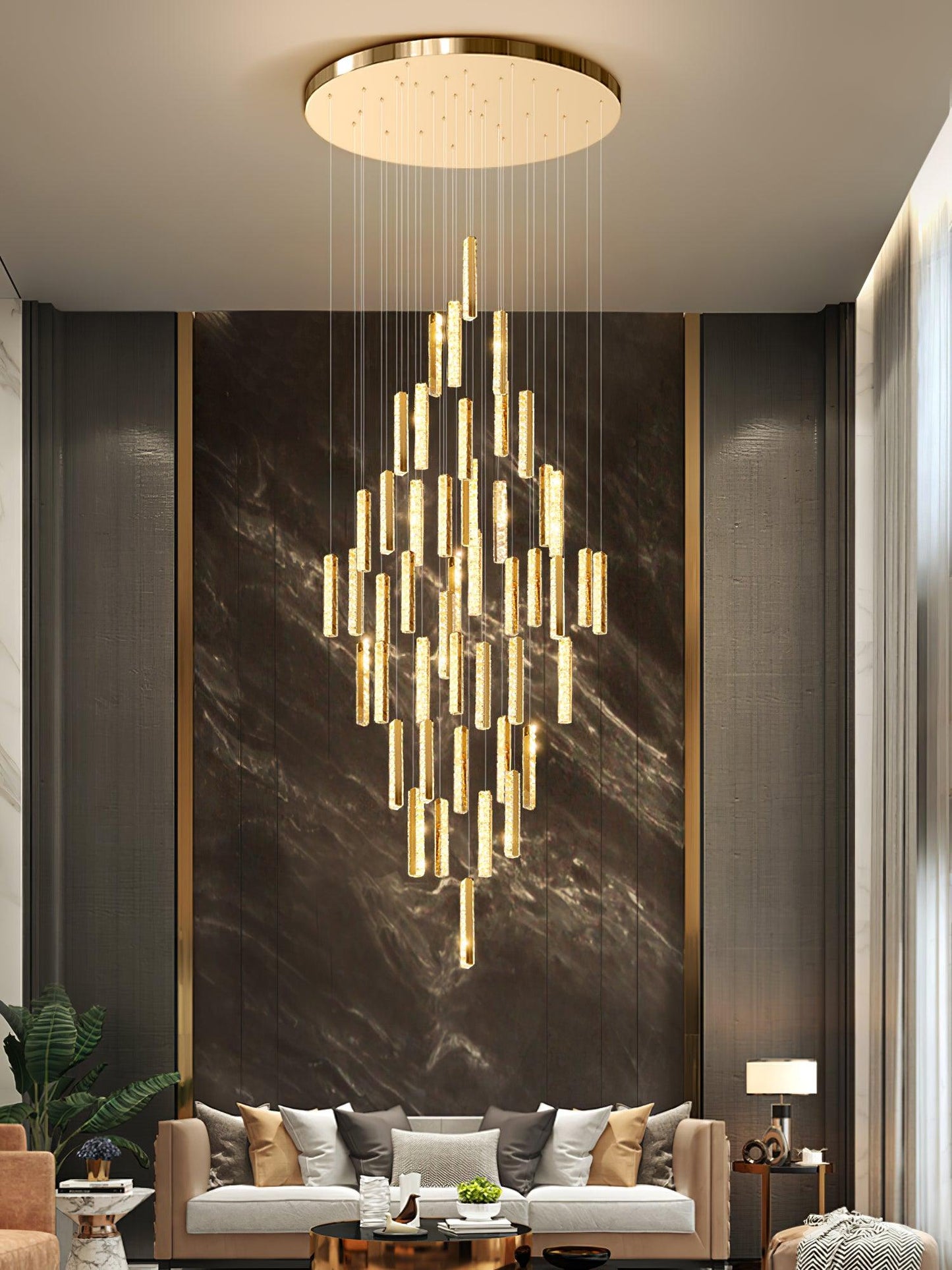 Villa Forci Chandelier - Elegant Crystal Design with Adjustable Height
