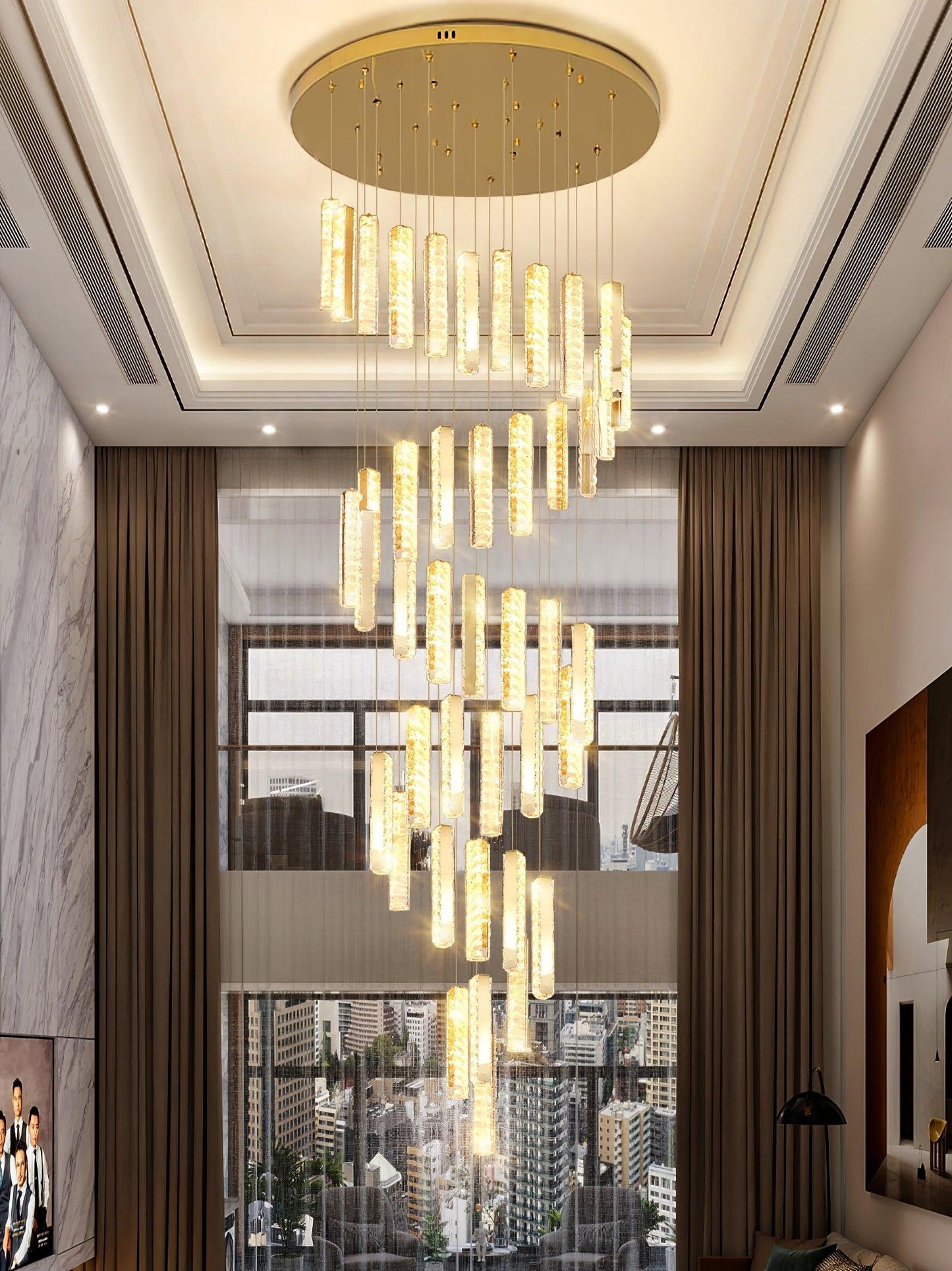 Villa Forci Chandelier - Elegant Crystal Design with Adjustable Height