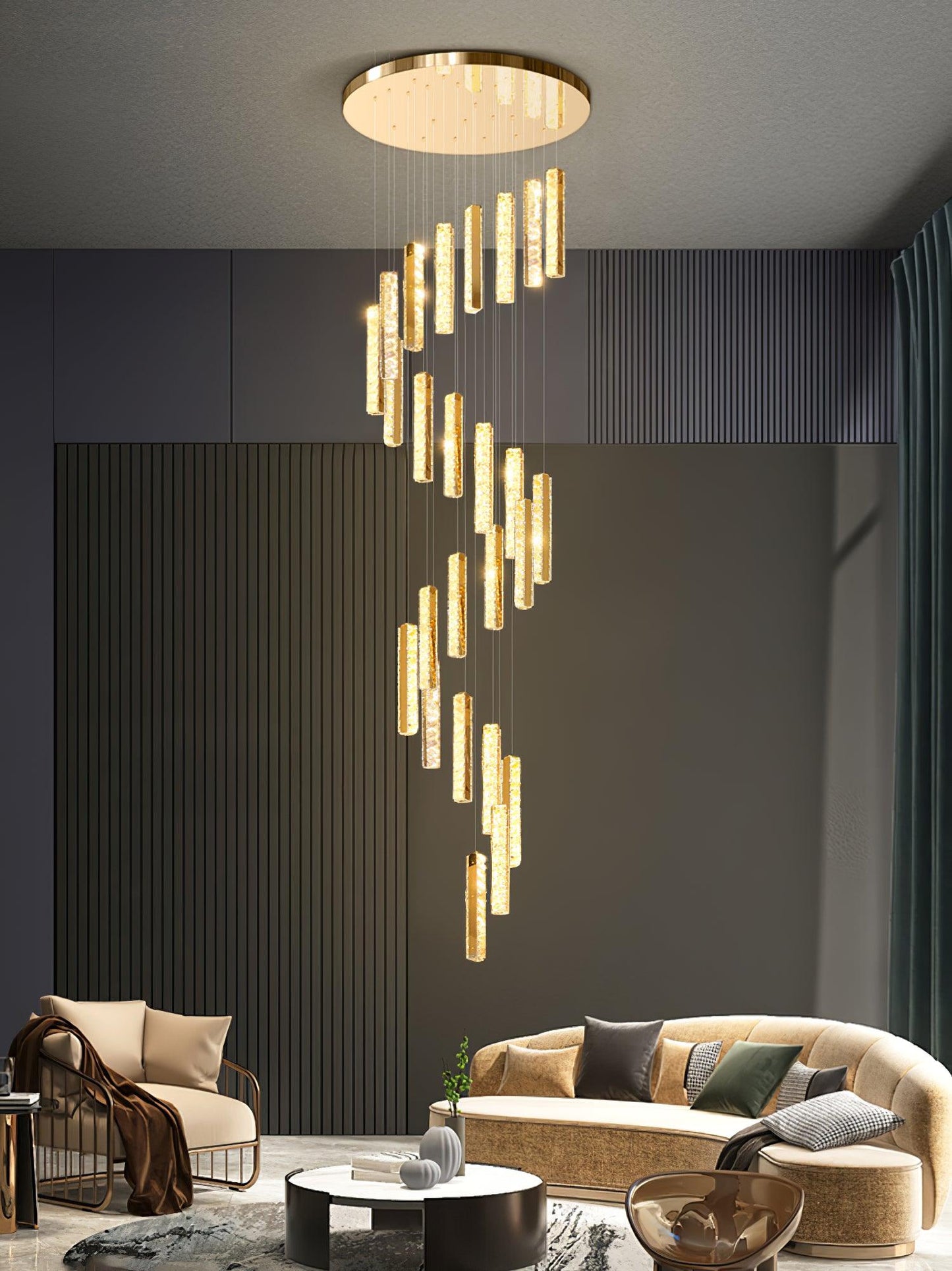 Villa Forci Chandelier - Elegant Crystal Design with Adjustable Height
