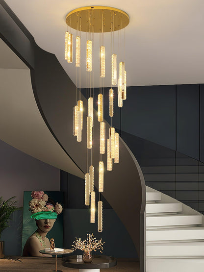 Villa Forci Chandelier - Elegant Crystal Design with Adjustable Height
