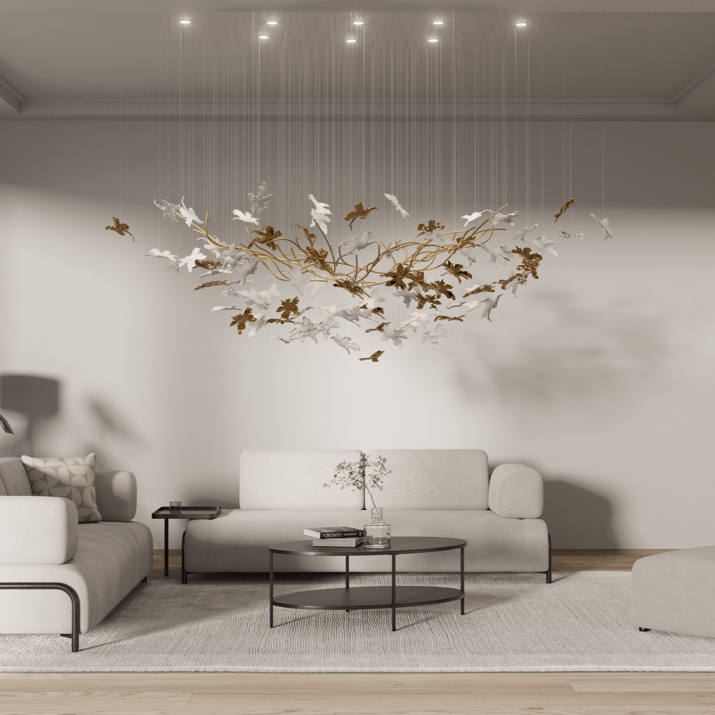 Vine Chandelier - Elegant Design with Adjustable Height & LED Compatib