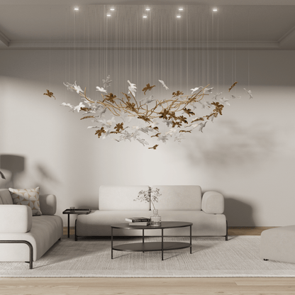 Vine Chandelier - Elegant Design with Adjustable Height & LED Compatib