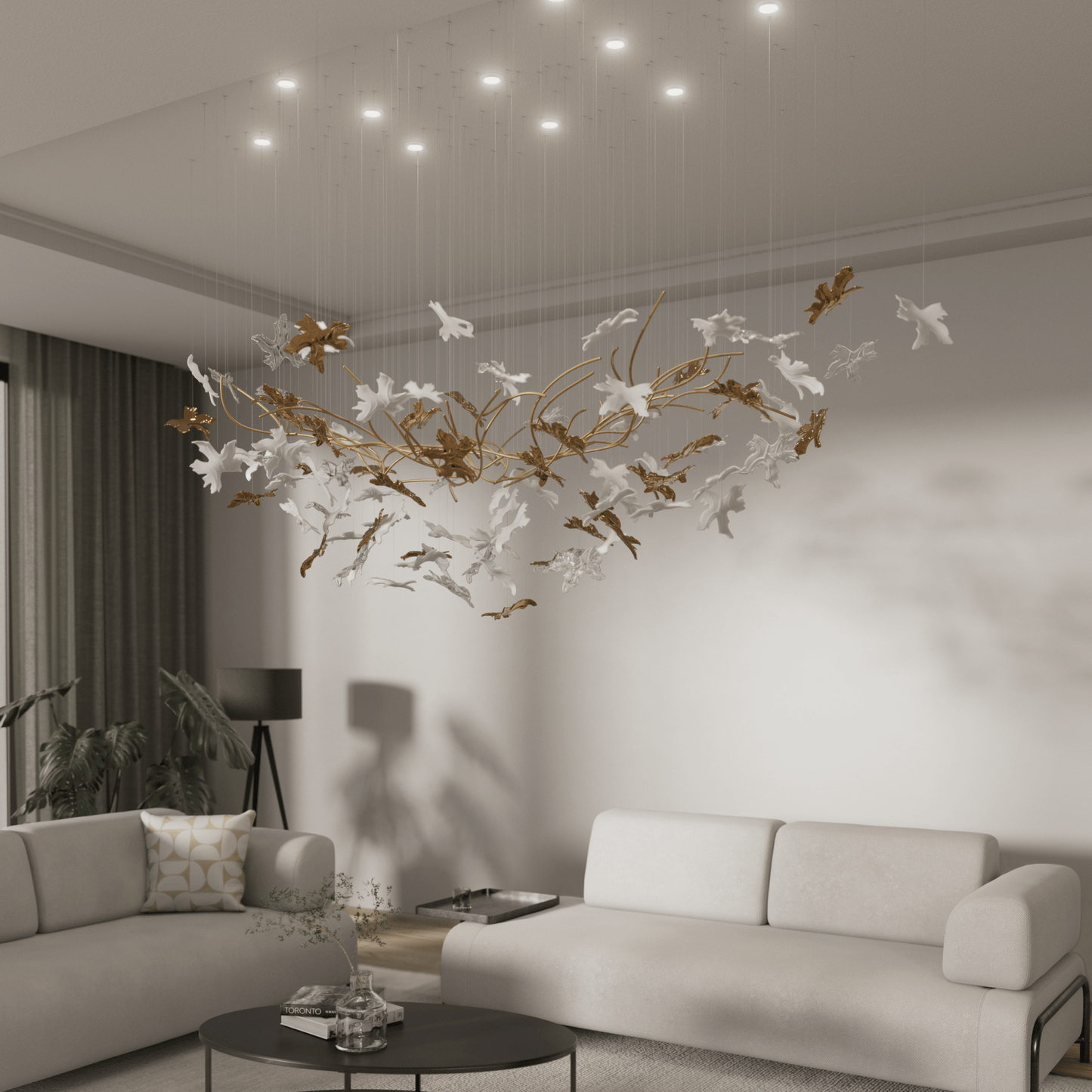 Vine Chandelier - Elegant Design with Adjustable Height & LED Compatib