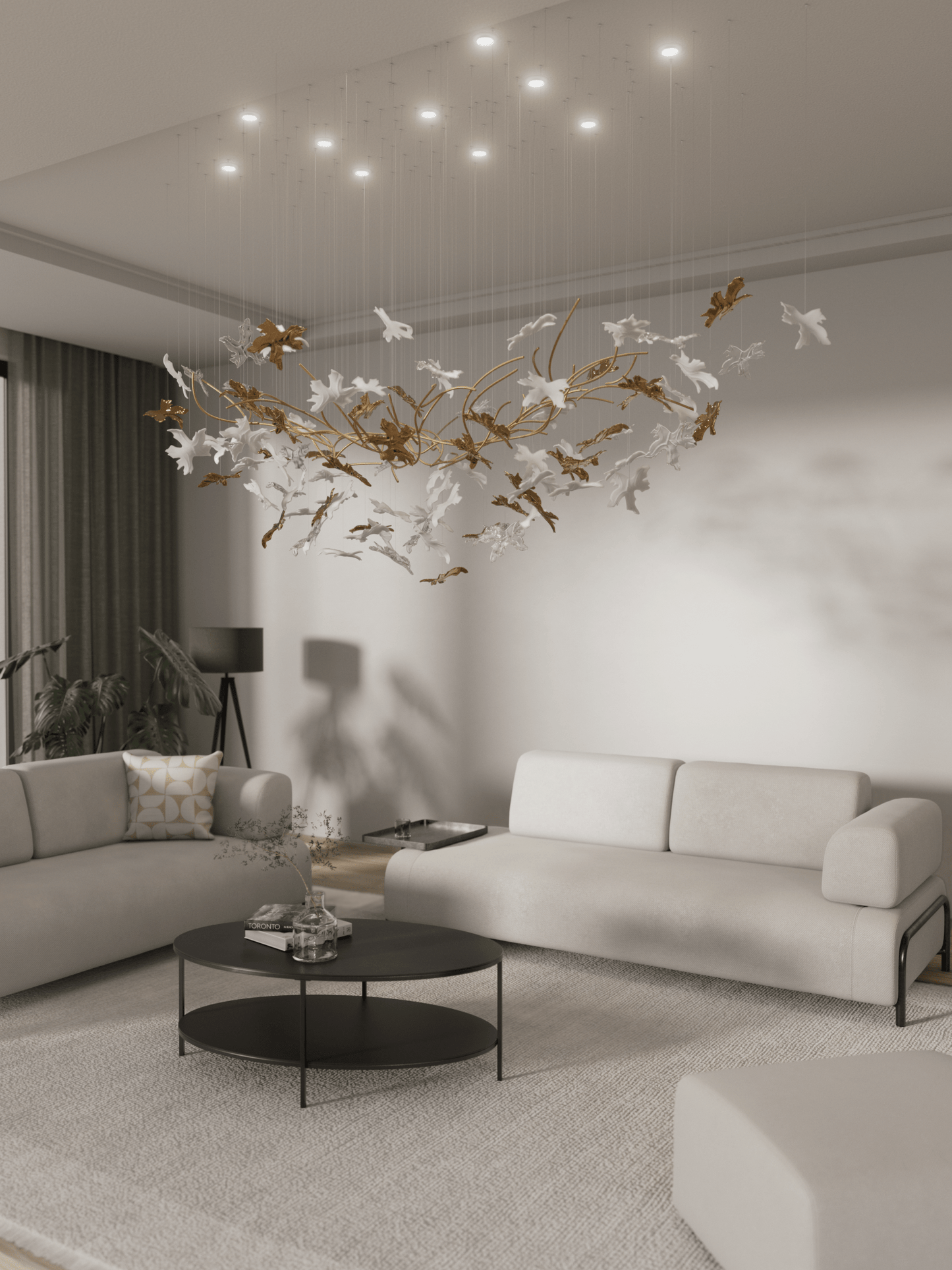 Vine Chandelier - Elegant Design with Adjustable Height & LED Compatib