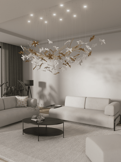 Vine Chandelier - Elegant Design with Adjustable Height & LED Compatib