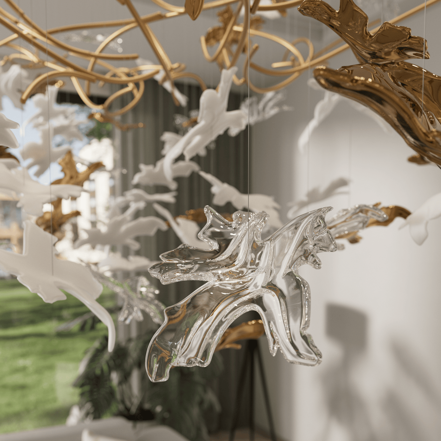 Vine Chandelier - Elegant Design with Adjustable Height & LED Compatib