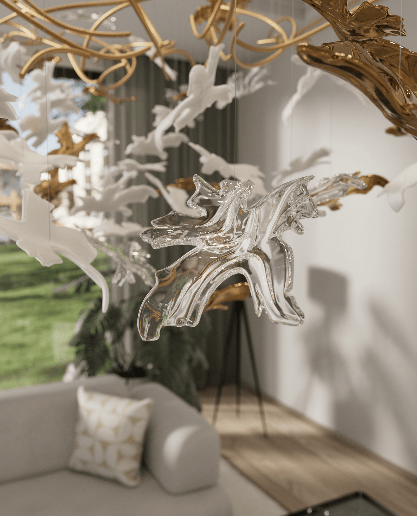Vine Chandelier - Elegant Design with Adjustable Height & LED Compatib