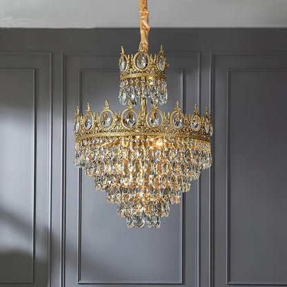 Elegant Vintage Crystal Chandelier - Dimmable, Easy Installation