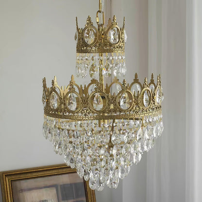 Elegant Vintage Crystal Chandelier - Dimmable, Easy Installation