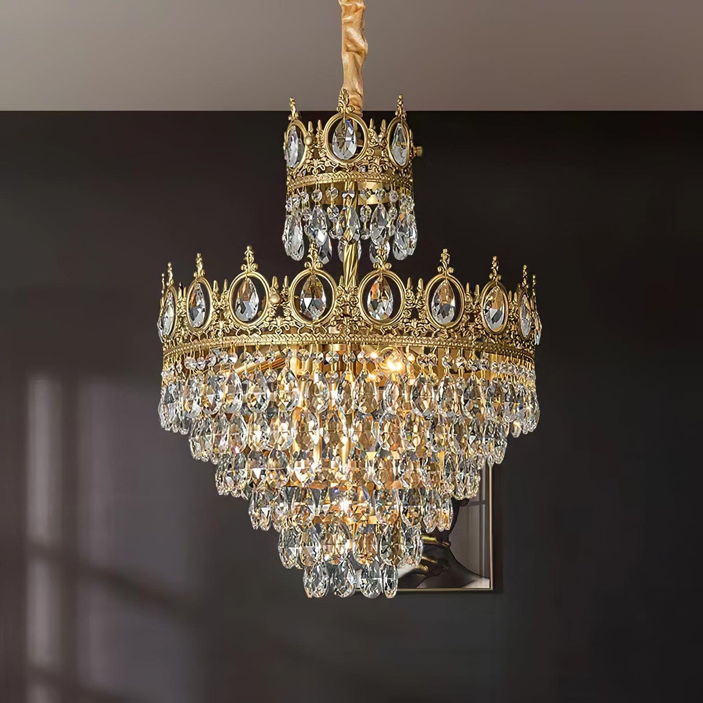 Elegant Vintage Crystal Chandelier - Dimmable, Easy Installation