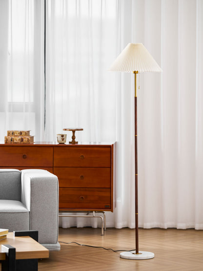 Vintage Pleated Floor Lamp with Adjustable Height & Soft Ambient Light