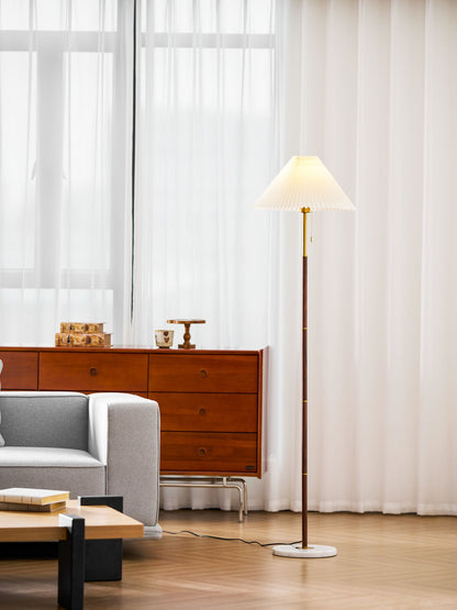 Vintage Pleated Floor Lamp with Adjustable Height & Soft Ambient Light