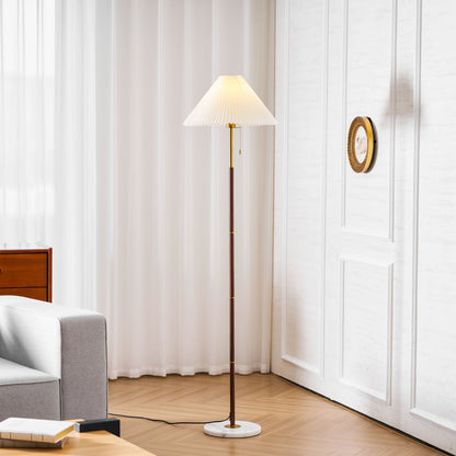 Vintage Pleated Floor Lamp with Adjustable Height & Soft Ambient Light