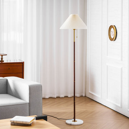 Vintage Pleated Floor Lamp with Adjustable Height & Soft Ambient Light