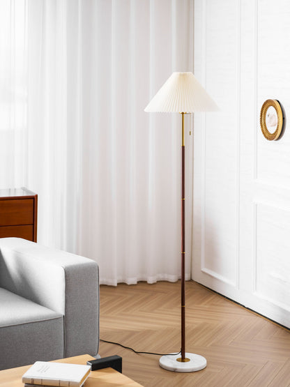 Vintage Pleated Floor Lamp with Adjustable Height & Soft Ambient Light