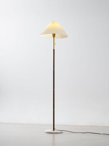 Vintage Pleated Floor Lamp with Adjustable Height & Soft Ambient Light