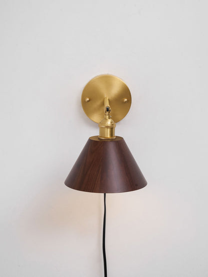 Vintage Wood Plug-in Wall Lamp with Adjustable Brightness & Easy Insta