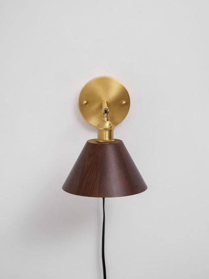 Vintage Wood Plug-in Wall Lamp with Adjustable Brightness & Easy Insta