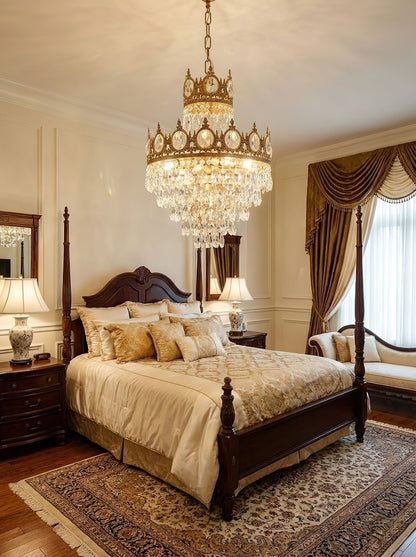 Elegant Vintage Crystal Chandelier - Dimmable, Easy Installation
