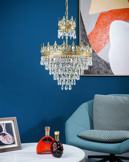 Elegant Vintage Crystal Chandelier - Dimmable, Easy Installation