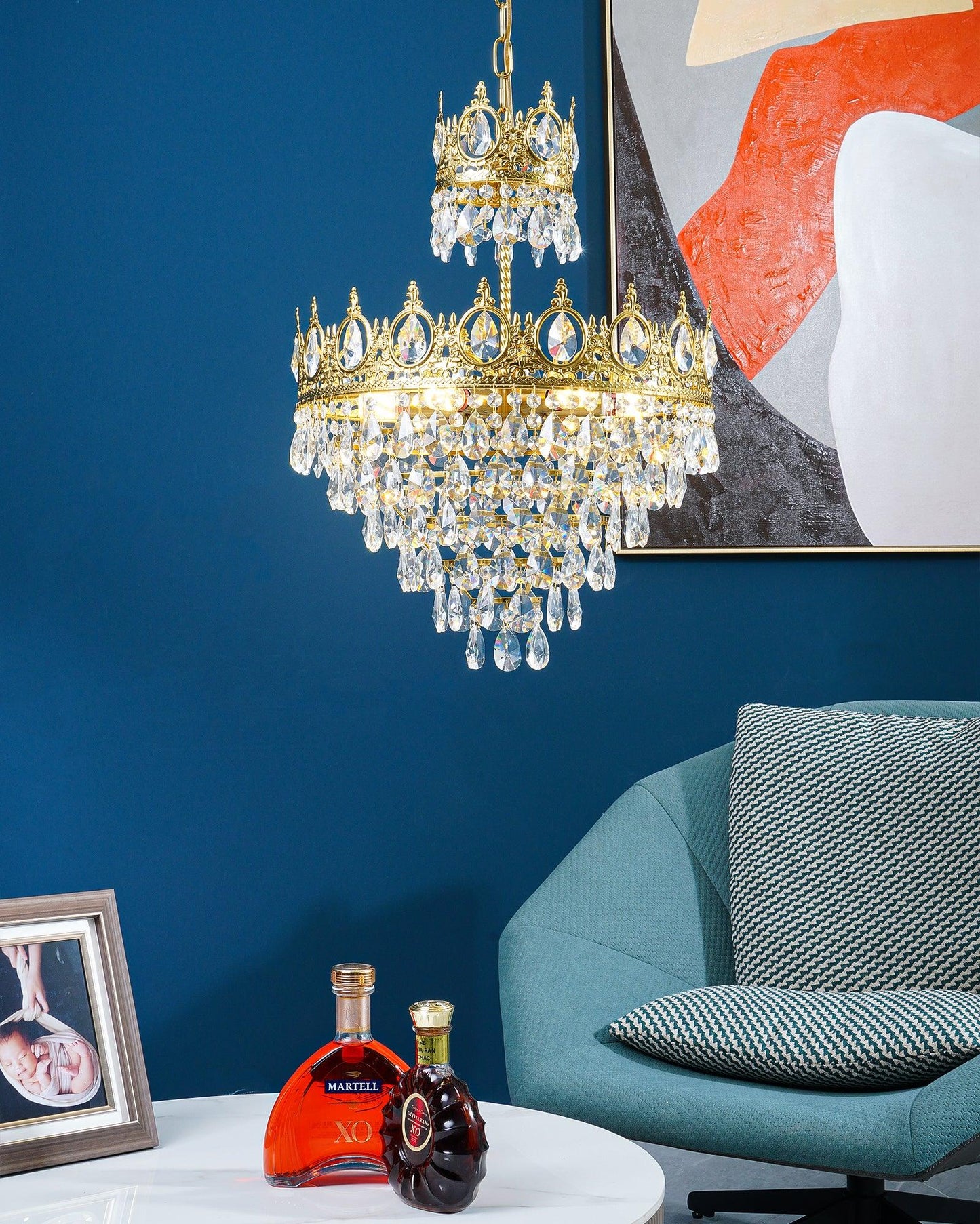 Elegant Vintage Crystal Chandelier - Dimmable, Easy Installation