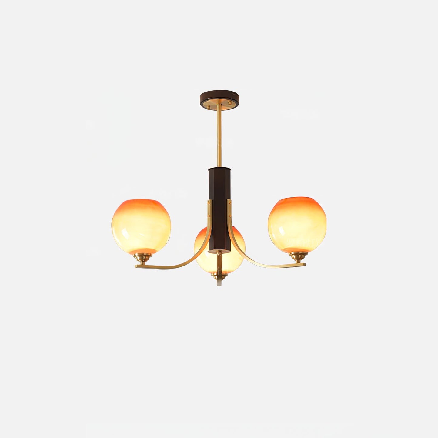 Vintage Caramel Globe Chandelier - Elegant Lighting & Adjustable Heigh