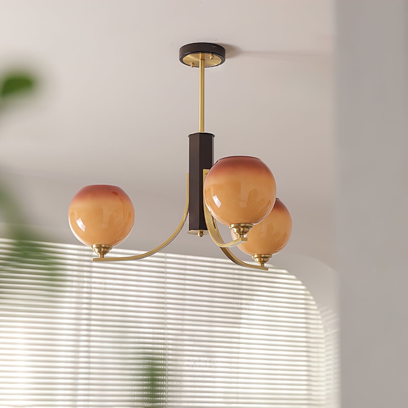 Vintage Caramel Globe Chandelier - Elegant Lighting & Adjustable Heigh