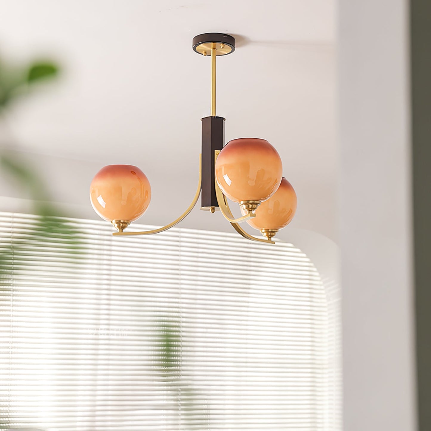 Vintage Caramel Globe Chandelier - Elegant Lighting & Adjustable Heigh