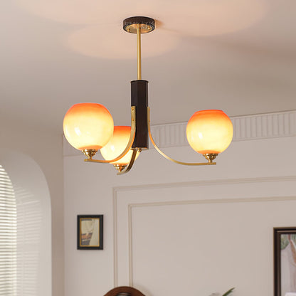 Vintage Caramel Globe Chandelier - Elegant Lighting & Adjustable Heigh