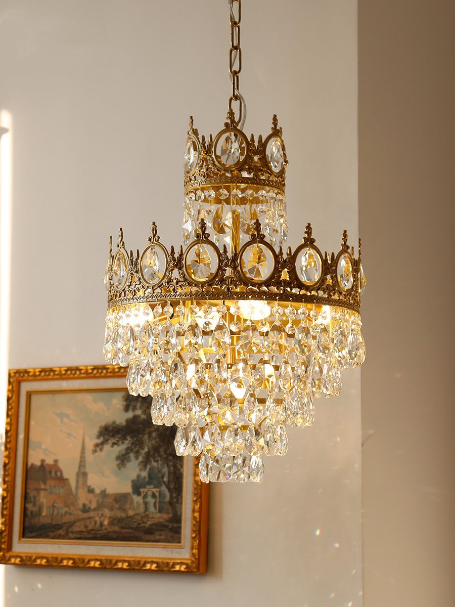 Elegant Vintage Crystal Chandelier - Dimmable, Easy Installation