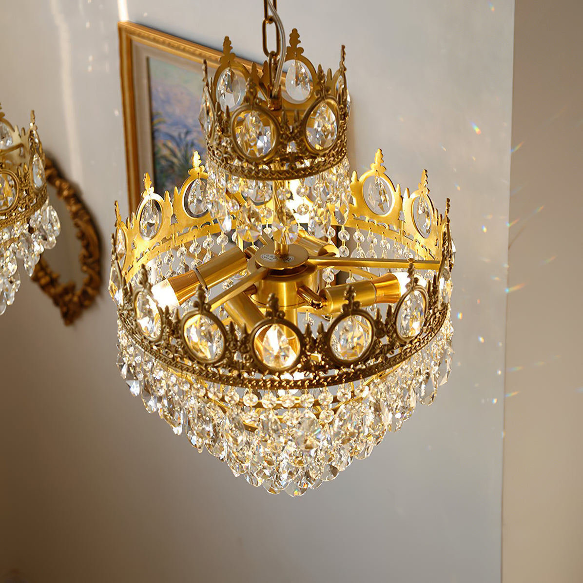 Elegant Vintage Crystal Chandelier - Dimmable, Easy Installation